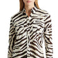Blusa Ralph Lauren Feminina Estampa Animal Manga Longa Gola Botões Bege/Marrom Tamanho Médio