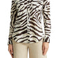 Blusa Ralph Lauren Feminina Estampa Animal Manga Longa Gola Botões Bege/Marrom Tamanho Médio