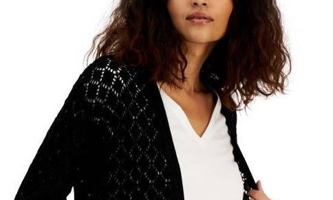 INC International Concepts Suéter Feminino Combo Grande Tie-Dye Tricô Pulôver Preto - Tamanho Grande