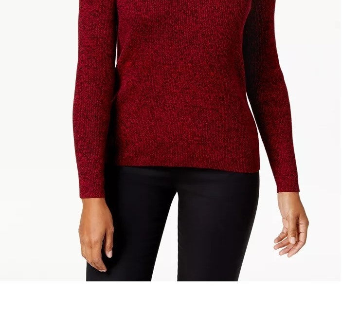 Karen Scott Suéter Feminino Petite Algodão Canelado Marrom Tamanho Pequeno