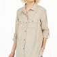 Camisa utilitária feminina Charter Club Sedona Brown, tamanho médio