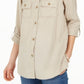 Camisa utilitária feminina Charter Club Sedona Brown, tamanho médio