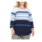 Karen Scott Plus Zahara Listrado Top Feminino Branco Tamanho 0X