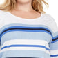 Karen Scott Plus Zahara Listrado Top Feminino Branco Tamanho 0X