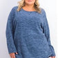 Karen Scott Moletom Feminino Petite Marled Azul Tamanho Médio