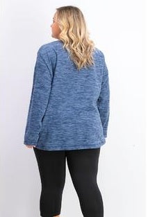 Karen Scott Moletom Feminino Petite Marled Azul Tamanho Médio