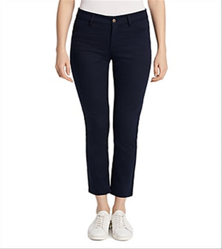 Calça reta feminina Calvin Klein com zíper, preta, tamanho 4