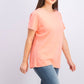 Camiseta feminina Karen Scott de algodão com gola recortada, rosa, tamanho GG