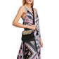 Vestido longo feminino com estampa Stevie da Free People, preto, tamanho pequeno