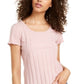 Camiseta infantil de malha canelada com bordas em alface Pink Rose - tamanho pequeno