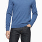 Calvin Klein Suéter Masculino de Lã Merino com Gola V Azul Tamanho XS