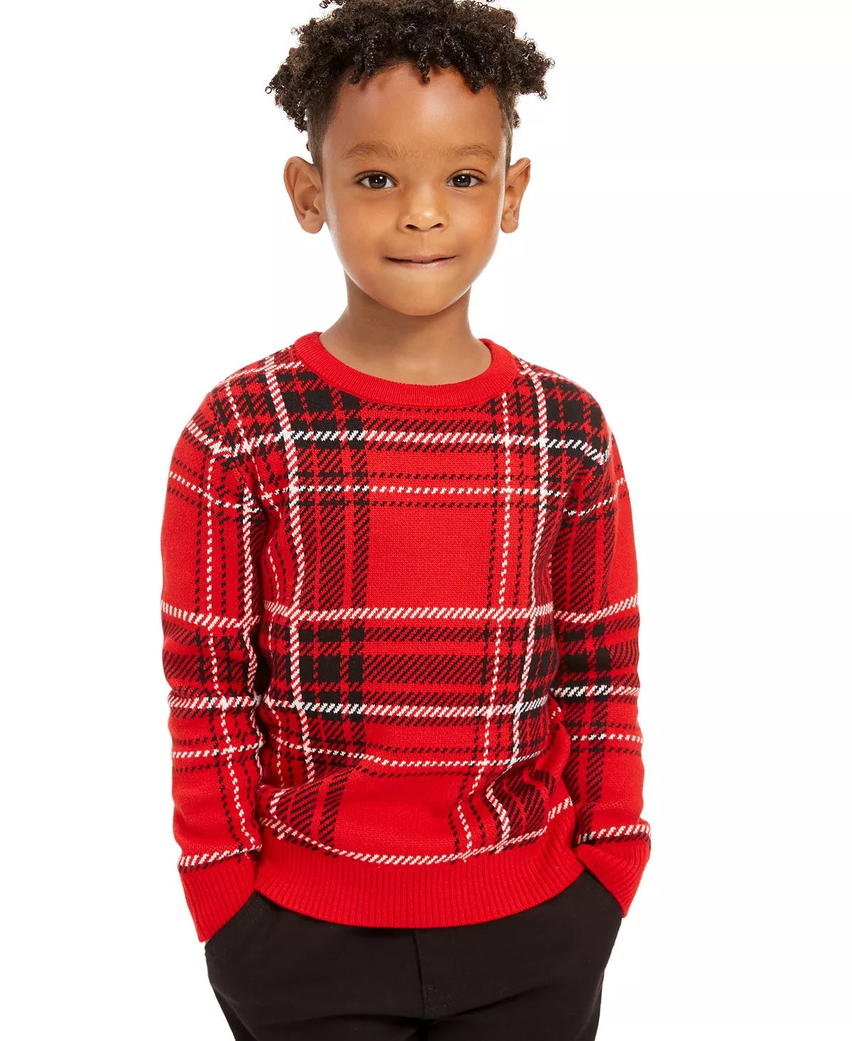 Charter Club Little Boys Xadrez Família Suéter Vermelho Tamanho 3T REG