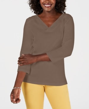 Karen Scott Top Feminino com Acabamento em Ilhós Marrom Tamanho Médio