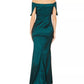 Vestido feminino Vince Camuto de cetim com decote ombro a ombro, tamanho 2, verde
