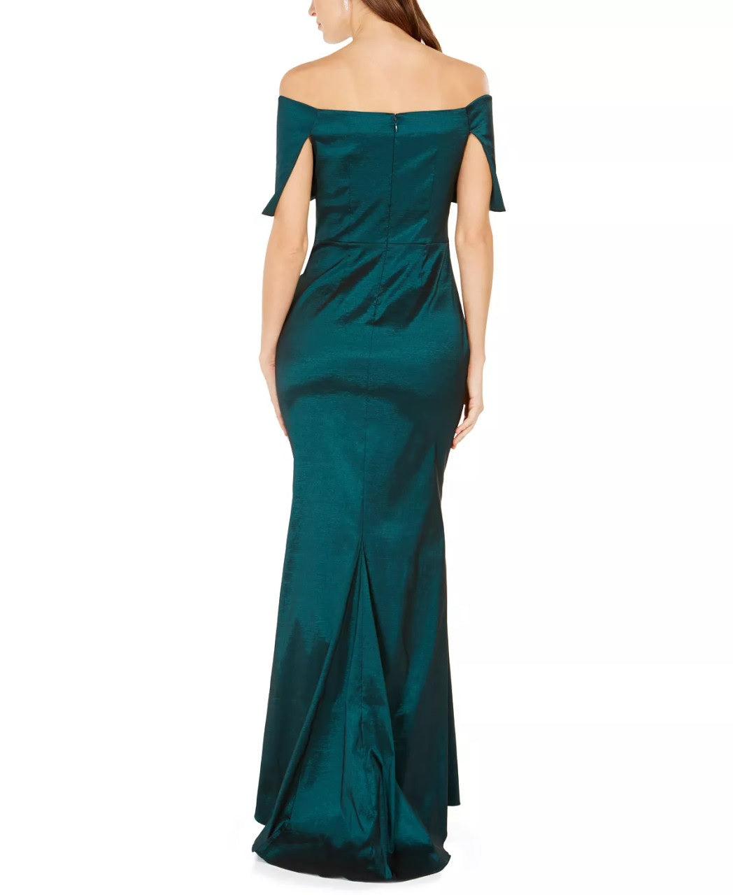 Vestido feminino Vince Camuto de cetim com decote ombro a ombro, tamanho 2, verde