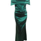 Vestido feminino Vince Camuto de cetim com decote ombro a ombro, tamanho 2, verde