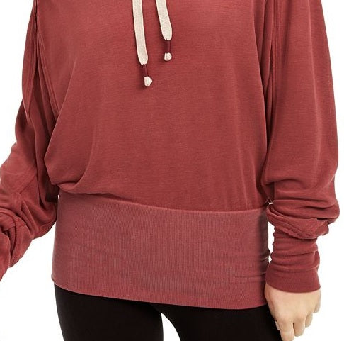 Moletom com capuz e cordão feminino Free People, marrom, tamanho XS