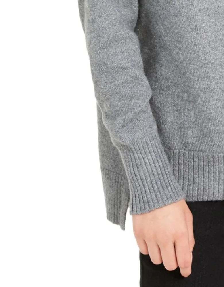 Suéter feminino Bar III gola alta alta e baixa cinza tamanho extragrande