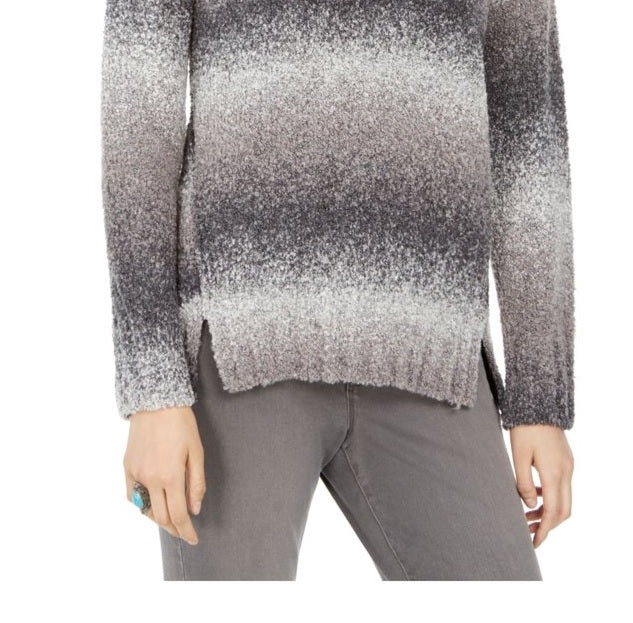 Blusa feminina estilo &amp; co com decote em V e manga comprida, cinza, tamanho P/P