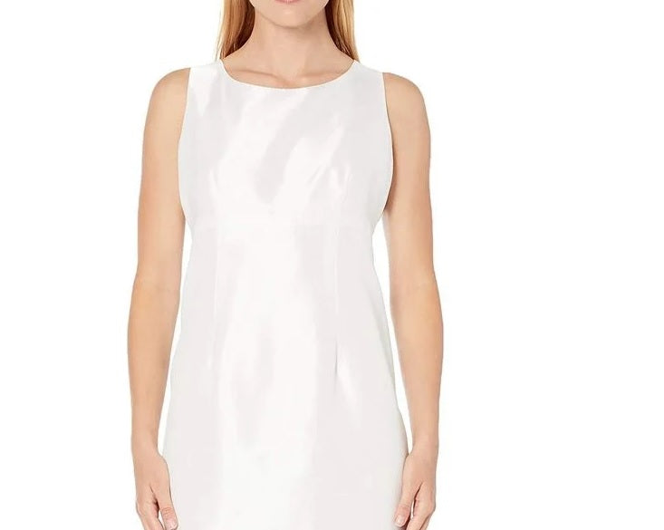 Vestido justo com estampa de folhas Kasper feminino, branco, tamanho 14