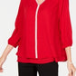 Blusa feminina com bainha em camadas e joias da coleção JM, vermelha, tamanho médio