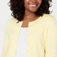 Cardigan feminino de manga comprida com botões frontais, amarelo, tamanho extragrande, Charter Club