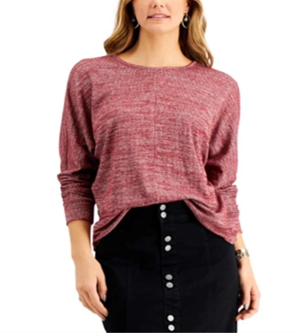 Blusa feminina estilo &amp; co com manga dolman mesclada, vermelha, tamanho grande