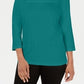 Blusa feminina Karen Scott de crochê com gola quadrada, verde, tamanho X-S