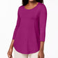 JM Collection Top feminino pequeno com manga três quartos, rosa, tamanho PL