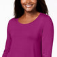 JM Collection Top feminino pequeno com manga três quartos, rosa, tamanho PL