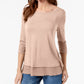 Blusa feminina estilo &amp; co, manga 3/4, decote redondo, rosa, tamanho extrapequeno