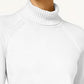Karen Scott Blusa Feminina Petite de Malha Canelada de Algodão com Gola Alta Branca Tamanho P