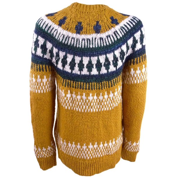 Suéter feminino Lucky Brand de lã mista Fair Isle com gola redonda, amarelo, tamanho grande