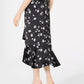 Saia midi com babados e estampa floral Alfani feminina, preta, tamanho 6