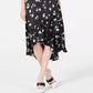 Saia midi com babados e estampa floral Alfani feminina, preta, tamanho 6