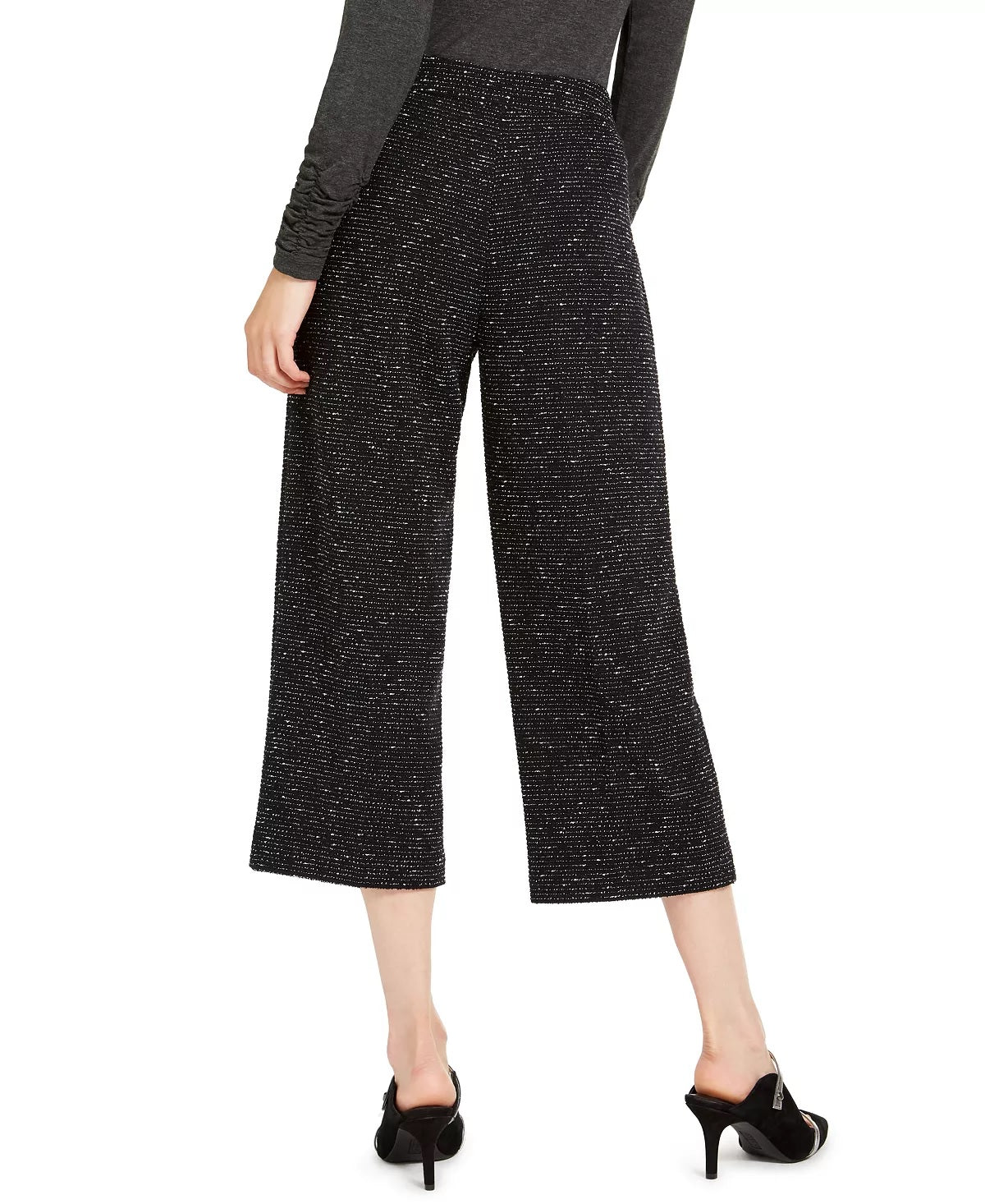 Calças culotte Alfani Femininas de Jacquard com Pernas Largas e Punhos Pretos Tamanho Grande