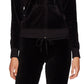 Juicy Couture Moletom com capuz feminino de veludo com zíper completo, preto, tamanho extragrande