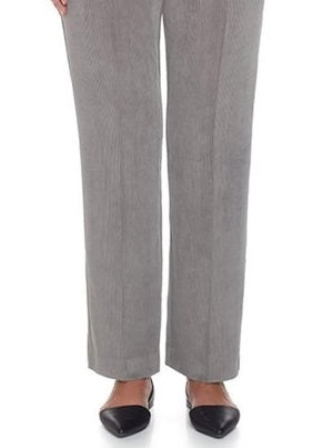 Calça feminina Alfred Dunner de veludo cotelê cinza, tamanho 18P