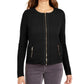 Suéter acolchoado feminino Charter Club Petite com zíper frontal, preto, tamanho PL