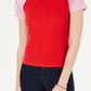 Camiseta de beisebol em malha canelada com blocos de cores Hippie Rose Juniors, vermelha/rosa, tamanho grande