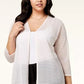 Cardigan Alfani Feminino Plus Illusion-Stripe Azul Tamanho 4X