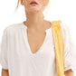 Blusa feminina Free People Fever Dream com decote dividido, branca, tamanho pequeno