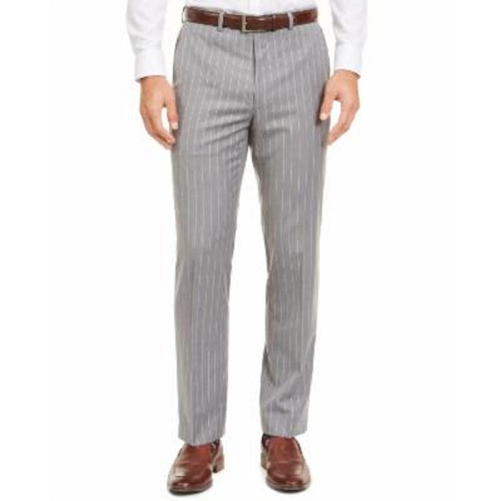Calça de trabalho Ralph Lauren masculina listrada cinza tamanho 32x32