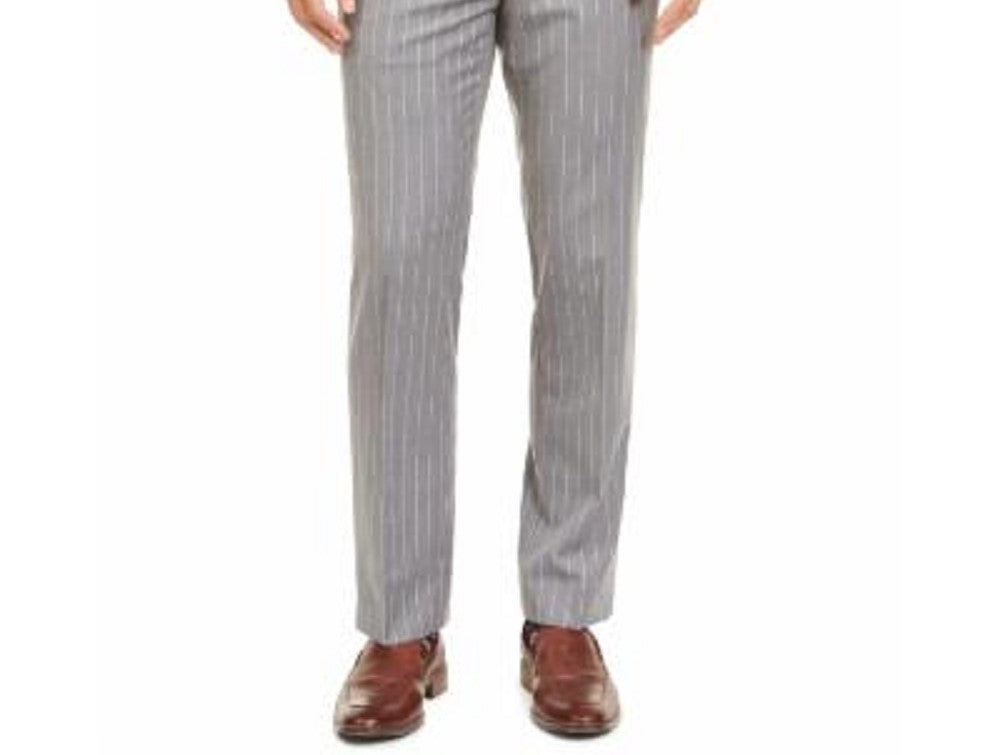 Calça de trabalho Ralph Lauren masculina listrada cinza tamanho 32x32