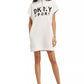 Vestido feminino DKNY Sport Shadow-Logo, branco, tamanho médio