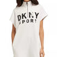 Vestido feminino DKNY Sport Shadow-Logo, branco, tamanho médio
