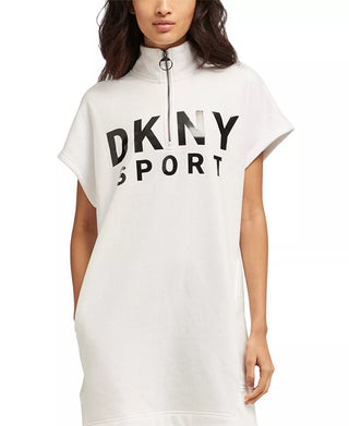 Vestido feminino DKNY Sport Shadow-Logo, branco, tamanho médio