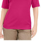 Blusa feminina Karen Scott com decote em V e detalhes em botões, rosa, tamanho médio