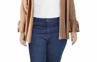 Cardigan feminino Alfani com mangas amarradas, dourado, tamanho XX-G