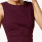Vestido Calvin Klein Feminino Sem Mangas Franzido Gola Joia Acima do Joelho Vestido Tubinho para Usar no Trabalho Borgonha Tamanho 8 Petite
